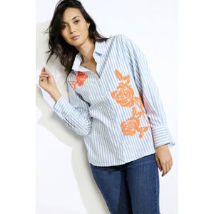 LOLALIZA - Blouse - Blauw - 100% Katoen