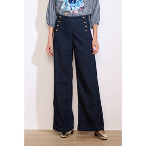 LOLALIZA - High Waist Wide Leg Jeans - Donkerblauw - Denim