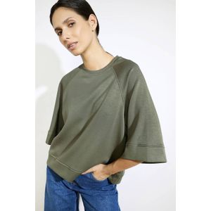 LOLALIZA - Top - Kaki - 100% Polyester - Driekwart Mouwen