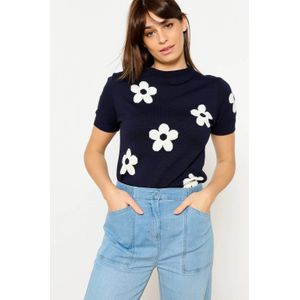 LOLALIZA - Top - Donkerblauw - Korte Mouwen - Ronde Hals