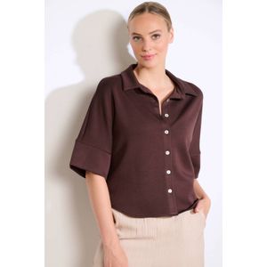 LOLALIZA - Blouse - Donkerbruin - Driekwartmouwen - Knoopsluiting