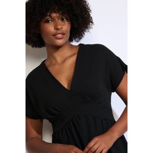 LOLALIZA - Midi Jurk - Korte Mouwen - V-hals - Polyester