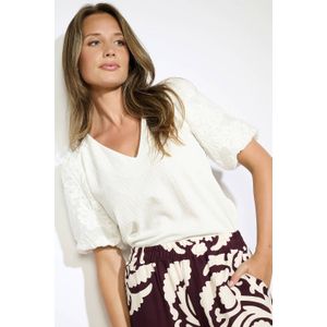 LOLALIZA - Blousetop - Ecru - Pofmouwen - V-hals