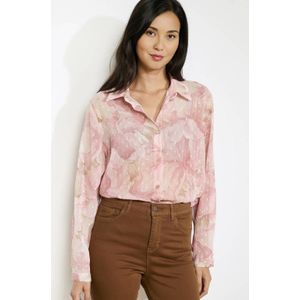 LOLALIZA - Blouse - Lichtroze - Korte Mouwen - Knoopsluiting