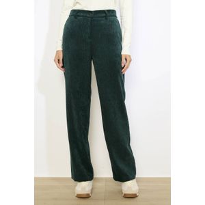 LOLALIZA - Corduroy Wide Leg High Waist Broek - Donkergroen