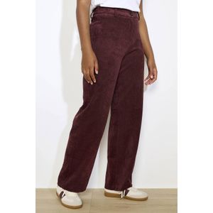 LOLALIZA - Corduroy Wide Leg High Waist Broek - Donkerrood