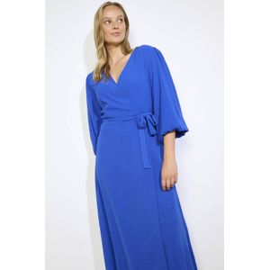 LOLALIZA - Wikkel-/Overslagjurk - Blauw - Midi - Driekwart Mouwen