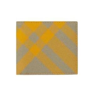 Burberry Gele Geruite Opvouwbare Portemonnee , Yellow , Heren , Maat: ONE Size