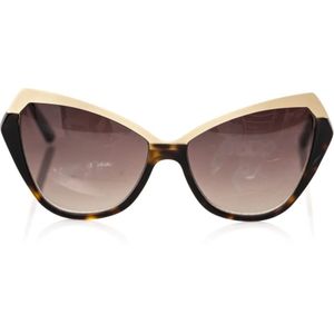 Frankie Morello, Accessoires, Dames, Zwart, ONE Size, Chique Cat Eye Zonnebril met Gouden Accenten