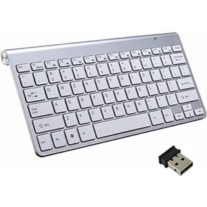 Draadloos toetsenbord voor PC USB Qwerty batterijen (zilver)
