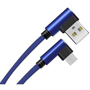 Fast Charge kabel 90 graden micro USB voor Ultimate Ears Megablast smartphone Android aansluiting oplader universele oplader (blauw)