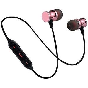 Bluetooth hoofdtelefoon, metaal, voor Xiaomi Redmi Note 7, draadloos, afstandsbediening, handsfree, oor, universeel (roze)