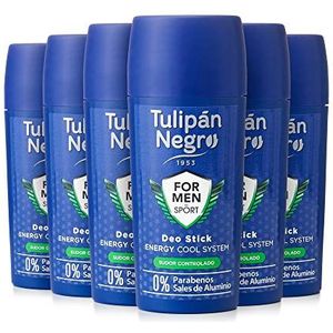 TULIPAN Zwart, Sport voor Heren Deodorant Stick, 75 ml x 6 stuks