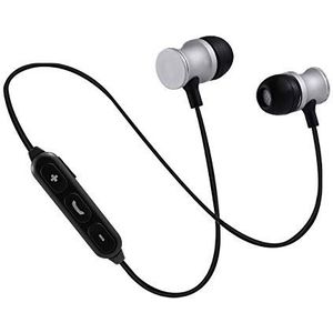 Bluetooth-hoofdtelefoon, metaal, voor Samsung Galaxy Fold draadloos, afstandsbediening, handsfree-functie, in-ear hoofdtelefoon, universeel (zilver)