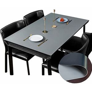 Leren tafelkleed dubbelzijdig tweekleurig, rechthoekig tafelkleed waterdicht,oliebestendig en 2 mm dik krasbestendig effen kleur koffie-eettafeldecoratie,A,90x160CM/35x63Inch