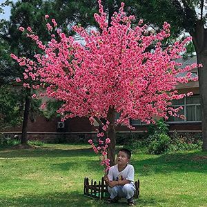 Kunstmatige perzik bloesem bomen zijden bloem 6 voet lang 1.8M kunstmatige perzik bloesem bomen licht roze indoor buiten bruiloft nep wijnstokken bloemen,Round,1.5M*1.2M