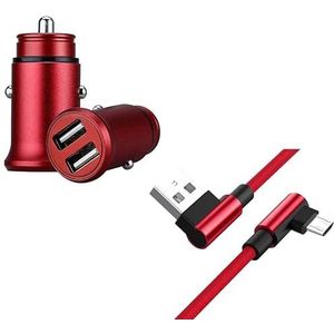 Pak voor Samsung Galaxy J4+ Smartphone Micro-USB (90 Fast Charger Mini Dual sigarettenaansteker) (rood)