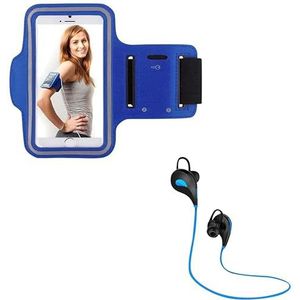 Sportset voor Motorola Moto e5 Play Smartphone (Bluetooth hoofdtelefoon Sport + Armband) Running T6 (blauw)