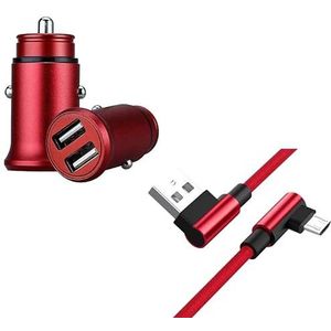 Set voor Samsung Galaxy A20e Smartphone type C (Cable 90 Fast Charge + Mini Dual Sigarettenaansteker) (rood)