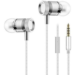 Hoofdtelefoons, metaal, voor Huawei Mate 20 X, met microfoon, handsfree, in-ear hoofdtelefoon (zilver)