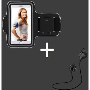 Sportset voor Xiaomi Mi 9 SE smartphone hoofdtelefoon Bluetooth Sport armband hardlopen T6 (zwart)