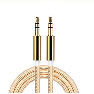 Kabeljack/metaal voor Xiaomi Redmi Note 7 Smartphone auto muziek audio dual jack plug 3,5 mm universeel (goud)