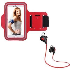 Sport Set voor Samsung Galaxy A20E Smartphone (Bluetooth Sport-koptelefoon + manchetten) Hardlopen T6 (rood)