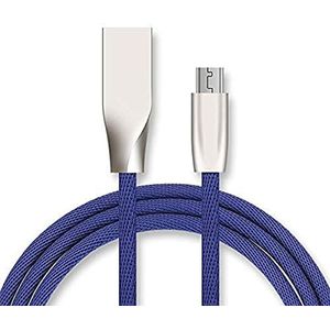 Snellaadkabel, micro-USB voor Xiaomi Redmi 7, smartphone, Android oplader, 1 m aansluiting, snel opladen (blauw)