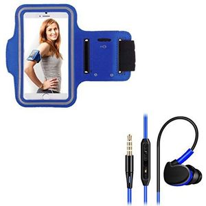Sportpakket voor Samsung Galaxy A80 Smartphone (sportarmband + in-ear sporthoofdtelefoon met microfoon) Running T8 (blauw)
