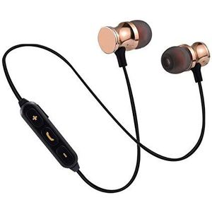 Bluetooth hoofdtelefoon, metaal, voor Wiko View 2 Plus, smartphone, draadloos, afstandsbediening, handsfree inrichting, universeel (goudkleurig)