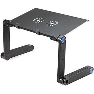 Houder voor bed met ventilator voor MacBook Air Apple tafel verstelbaar opvouwbare bank (zwart)