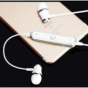 Bluetooth-hoofdtelefoon, ring voor Samsung Galaxy A40, draadloos, afstandsbediening, handsfree, in-ear hoofdtelefoon, universum, wit
