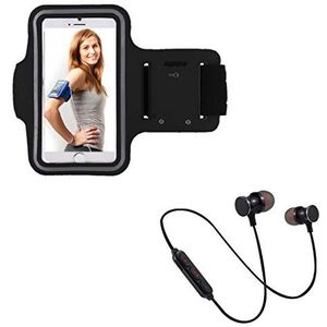 Sportset voor Motorola Moto G7 Power Smartphone (Bluetooth koptelefoon + manchetten) lopen T8 (zwart)