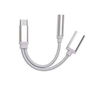 Adapter type C/jack voor Samsung Galaxy Book smartphone oplader hoofdtelefoon 2-in-1 (zilver)