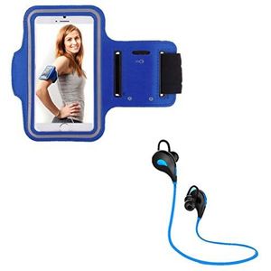 Sportset voor Motorola Moto G7 Play smartphone hoofdtelefoon Bluetooth Sport + armband hardlopen T6 (blauw)