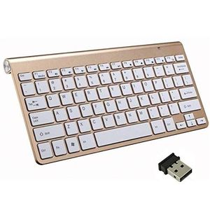 Draadloos toetsenbord voor PC USB Qwerty batterijen (goud)
