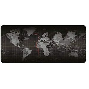 Muismat Wereld, voor PC, Asus Chromebook toetsenbord, kantoor, Map, waterafstotend, 40 x 90 cm (zwart)