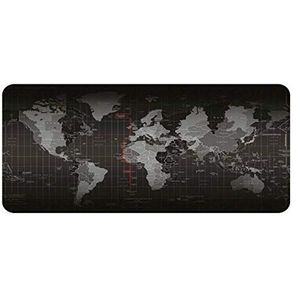 Muismat Wereld voor Mac Apple toetsenbord Office Map waterafstotend 40 x 90 cm (zwart)