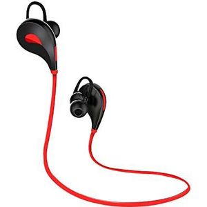 Bluetooth hoofdtelefoon, sport, voor Samsung Galaxy A9, smartphone, draadloos, knoppen, handsfree, universeel, rood