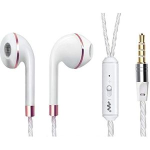 Hoofdtelefoonring voor Xiaomi Redmi Note 6 Pro, met microfoon, handsfree inrichting, universele hoofdtelefoon (roze)