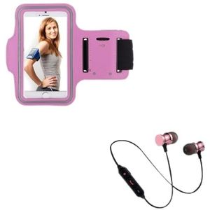 Sportset voor Xiaomi Mi 9T Pro Smartphone (Bluetooth hoofdtelefoon metaal + armband) Hardlopen T7 (roze)