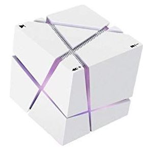 Speaker Cube Bluetooth voor Samsung Galaxy A10 Smartphone TF-kaart Auxiliaire luidspreker muziek LED (wit)