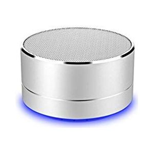 Luidspreker, metaal, Bluetooth, voor Motorola One Vision smartphone, USB-poort, TF-kaart, Auxiliar-luidspreker, Micro Mini (zilver)