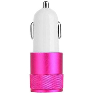 Sigarettenaansteker-adapter voor Wiko View 3 smartphone, 2 poorten, universele oplader, roze