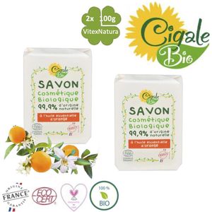 Cigale Bio | 2x100g sinaasappelbloesem essentiële olie zeep | Zonder conserveermiddel Zonder kleur