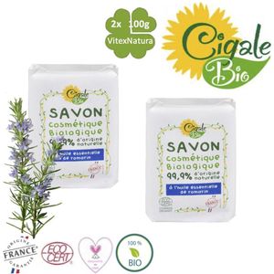 Cigale Bio | 2x100g organische rozemarijn essentiële olie zeep | Zonder conserveermiddel Zonder kleur