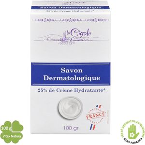 Dermatologische Zeep 100g | verreikt met 25% Hydraterende Crème | 98% ingrediënten van natuurlijke oorsprong | La Cigale