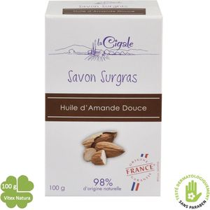 Hydraterende overvette zeep met zoete amandelolie en glycerine 100g | Voor de droge huid | La Cigale