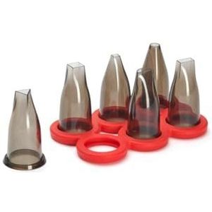 DE BUYER -4150.05 -geo-set: 6 Tritan-doppen en houder