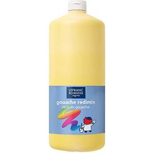 Lefranc Bourgeois 188041 Redimix plakkaatverf, Tempera kinderverf, gebruiksklare gouacheverf, 2000 ml fles - Primary Yellow